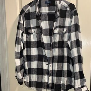 George Black and White Plaid Button Down Shirt